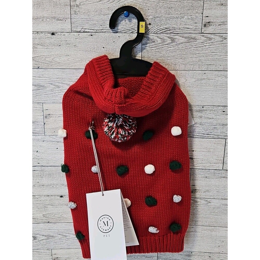 Martha Stewart Pet Dog Sweater S Red Green White Knit Warm Christmas